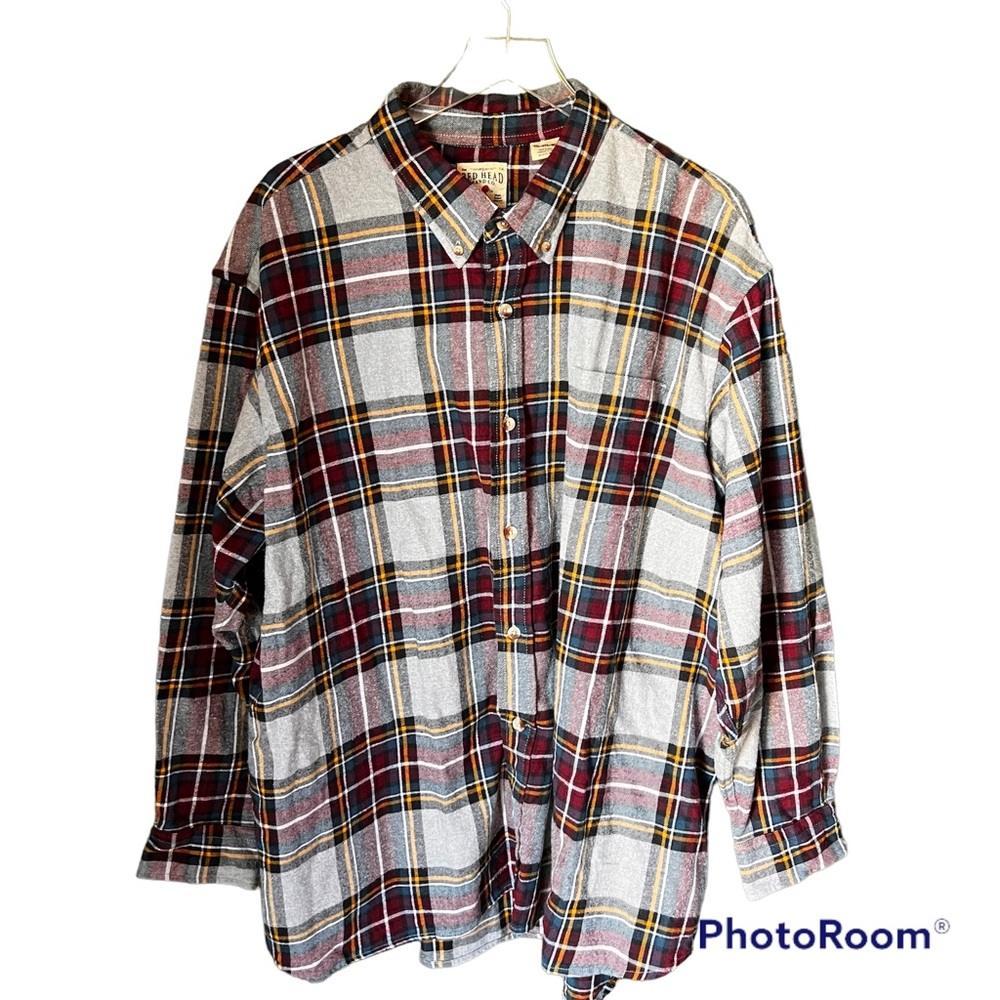 RED HEAD Flannel Shirt Men's 4 XL Plaid Red cream yellow NWOT Heavy